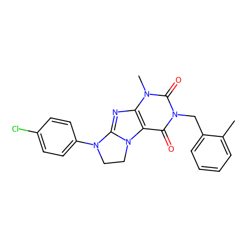 6-(4-chlorophenyl)-4-methyl-2-[(2-methylphenyl)methyl]-7,8-dihydropurino[7,8-a]imidazole-1,3-dione structure