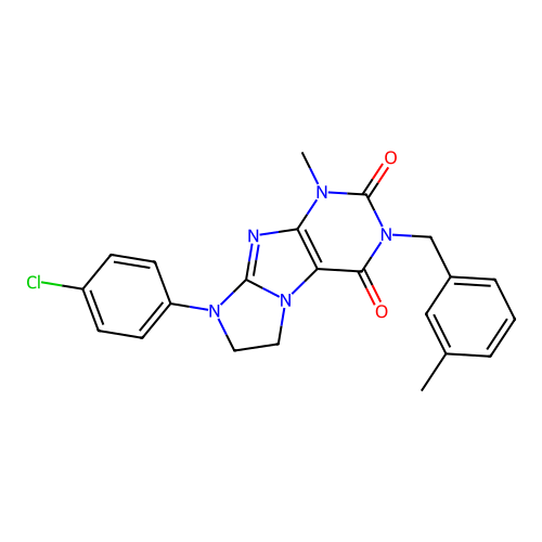 6-(4-chlorophenyl)-4-methyl-2-[(3-methylphenyl)methyl]-7,8-dihydropurino[7,8-a]imidazole-1,3-dione structure