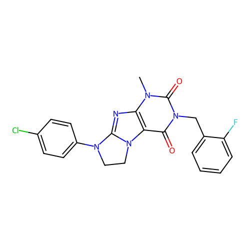 8-(4-chlorophenyl)-3-[(2-fluorophenyl)methyl]-1-methyl-1H,2H,3H,4H,6H,7H,8H-imidazo[1,2-g]purine-2,4-dione structure