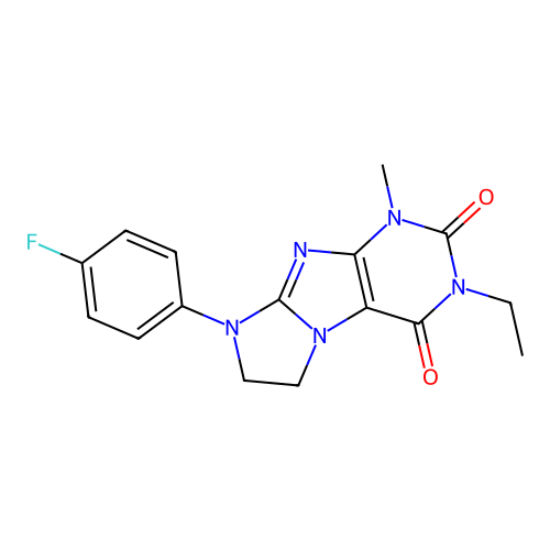 3-ethyl-8-(4-fluorophenyl)-1-methyl-7,8-dihydro-1H-imidazo[2,1-f]purine-2,4(3H,6H)-dione structure