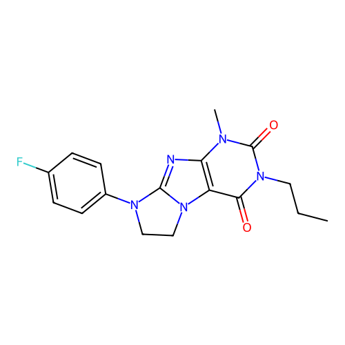 8-(4-fluorophenyl)-1-methyl-3-propyl-7,8-dihydro-1H-imidazo[2,1-f]purine-2,4(3H,6H)-dione structure