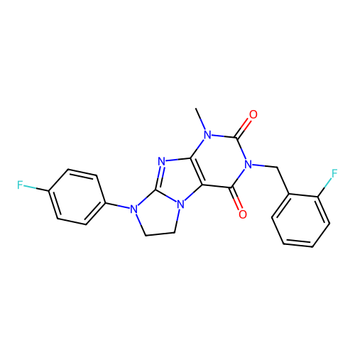 8-(4-fluorophenyl)-3-[(2-fluorophenyl)methyl]-1-methyl-1H,2H,3H,4H,6H,7H,8H-imidazo[1,2-g]purine-2,4-dione structure