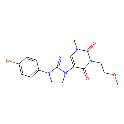 8-(4-bromophenyl)-3-(2-methoxyethyl)-1-methyl-7,8-dihydro-1H-imidazo[2,1-f]purine-2,4(3H,6H)-dione structure