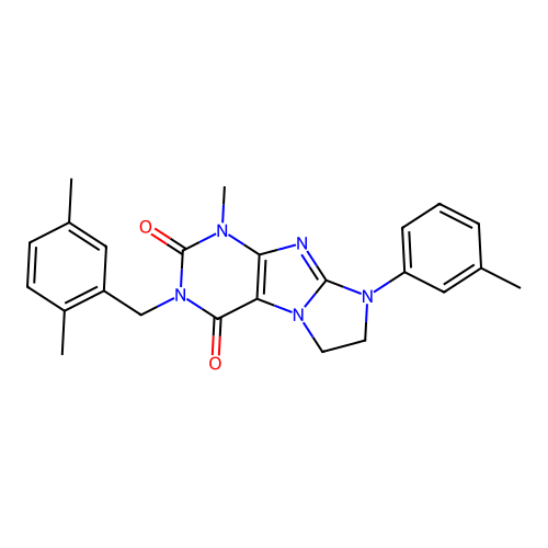 2-[(2,5-dimethylphenyl)methyl]-4-methyl-6-(3-methylphenyl)-7,8-dihydropurino[7,8-a]imidazole-1,3-dione structure