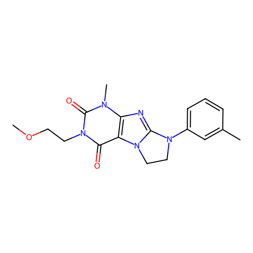 3-(2-methoxyethyl)-1-methyl-8-(3-methylphenyl)-7,8-dihydro-1H-imidazo[2,1-f]purine-2,4(3H,6H)-dione structure