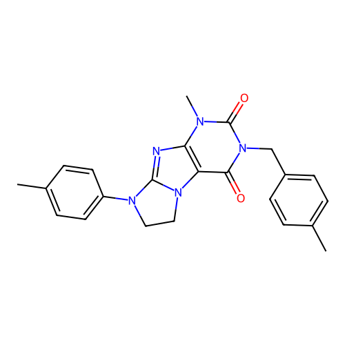 1-methyl-8-(4-methylphenyl)-3-[(4-methylphenyl)methyl]-1H,2H,3H,4H,6H,7H,8H-imidazo[1,2-g]purine-2,4-dione structure