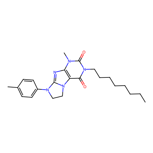 1-methyl-8-(4-methylphenyl)-3-octyl-1H,2H,3H,4H,6H,7H,8H-imidazo[1,2-g]purine-2,4-dione structure