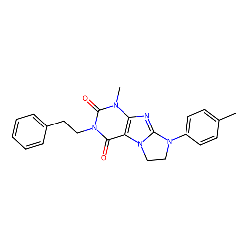 1-methyl-8-(4-methylphenyl)-3-(2-phenylethyl)-1H,2H,3H,4H,6H,7H,8H-imidazo[1,2-g]purine-2,4-dione structure