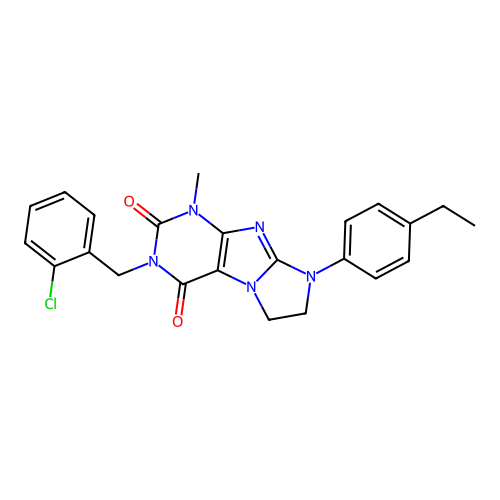 3-[(2-chlorophenyl)methyl]-8-(4-ethylphenyl)-1-methyl-1H,2H,3H,4H,6H,7H,8H-imidazo[1,2-g]purine-2,4-dione structure