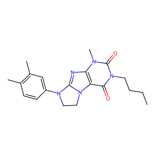 2-butyl-6-(3,4-dimethylphenyl)-4-methyl-7,8-dihydropurino[7,8-a]imidazole-1,3-dione structure