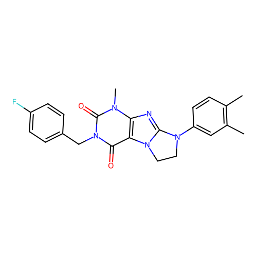 8-(3,4-dimethylphenyl)-3-[(4-fluorophenyl)methyl]-1-methyl-1H,2H,3H,4H,6H,7H,8H-imidazo[1,2-g]purine-2,4-dione structure