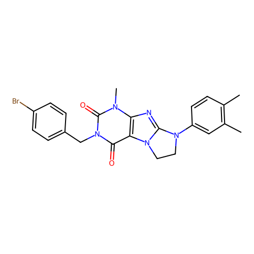 3-[(4-bromophenyl)methyl]-8-(3,4-dimethylphenyl)-1-methyl-1H,2H,3H,4H,6H,7H,8H-imidazo[1,2-g]purine-2,4-dione structure