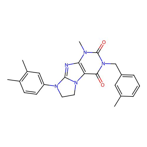 8-(3,4-dimethylphenyl)-1-methyl-3-[(3-methylphenyl)methyl]-1H,2H,3H,4H,6H,7H,8H-imidazo[1,2-g]purine-2,4-dione structure