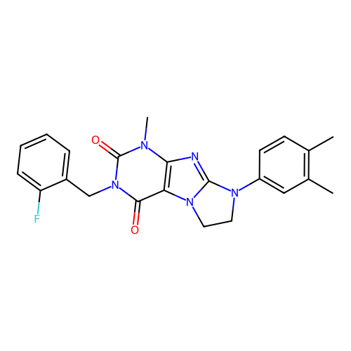 8-(3,4-dimethylphenyl)-3-[(2-fluorophenyl)methyl]-1-methyl-1H,2H,3H,4H,6H,7H,8H-imidazo[1,2-g]purine-2,4-dione structure