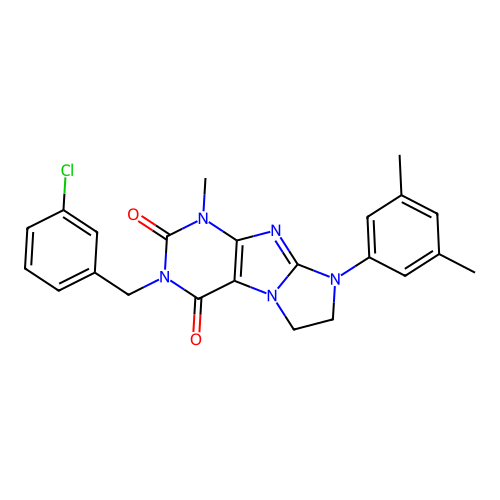 3-[(3-chlorophenyl)methyl]-8-(3,5-dimethylphenyl)-1-methyl-1H,2H,3H,4H,6H,7H,8H-imidazo[1,2-g]purine-2,4-dione structure