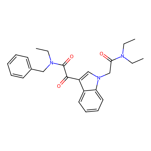N-benzyl-2-[1-[2-(diethylamino)-2-oxoethyl]indol-3-yl]-N-ethyl-2-oxoacetamide structure