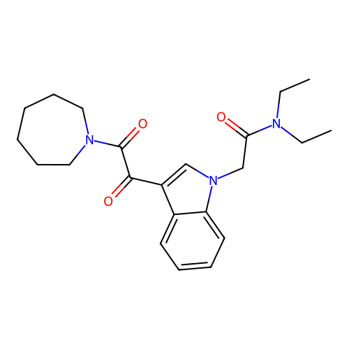 2-[3-[2-(azepan-1-yl)-2-oxoacetyl]indol-1-yl]-N,N-diethylacetamide structure