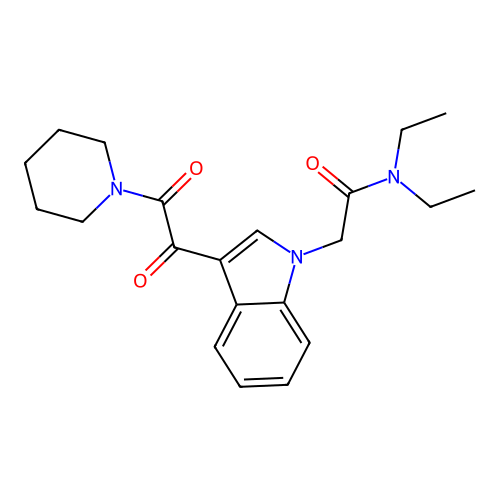 N,N-diethyl-2-[3-(2-oxo-2-piperidin-1-ylacetyl)indol-1-yl]acetamide structure