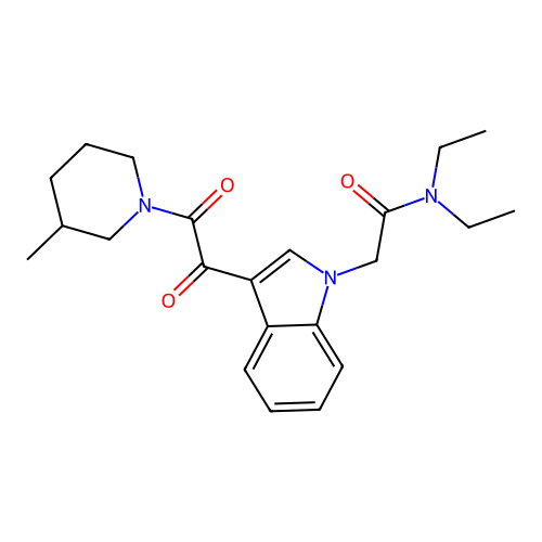 N,N-diethyl-2-[3-[2-(3-methylpiperidin-1-yl)-2-oxoacetyl]indol-1-yl]acetamide structure