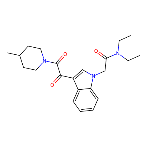 N,N-diethyl-2-[3-[2-(4-methylpiperidin-1-yl)-2-oxoacetyl]indol-1-yl]acetamide structure