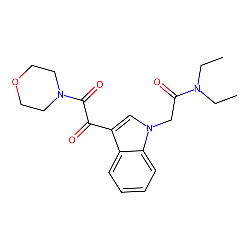 N,N-diethyl-2-(3-(2-morpholino-2-oxoacetyl)-1H-indol-1-yl)acetamide structure