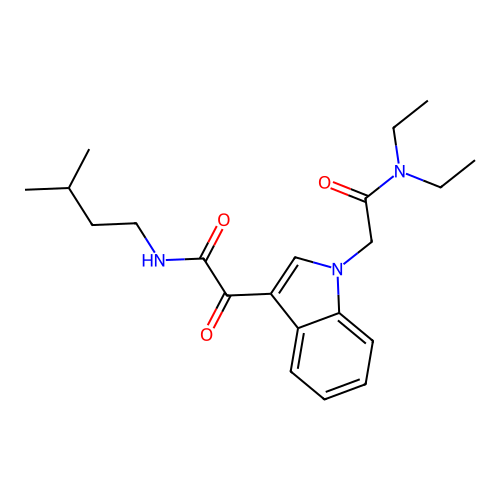 2-(1-(2-(diethylamino)-2-oxoethyl)-1H-indol-3-yl)-N-isopentyl-2-oxoacetamide structure