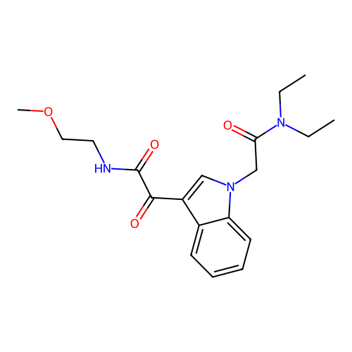 2-[1-[2-(diethylamino)-2-oxoethyl]indol-3-yl]-N-(2-methoxyethyl)-2-oxoacetamide structure