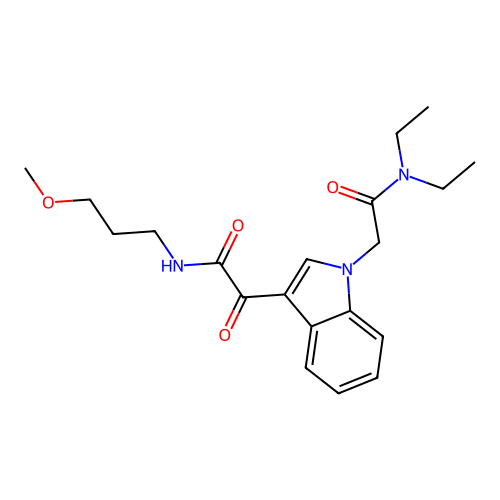 2-[1-[2-(diethylamino)-2-oxoethyl]indol-3-yl]-N-(3-methoxypropyl)-2-oxoacetamide structure