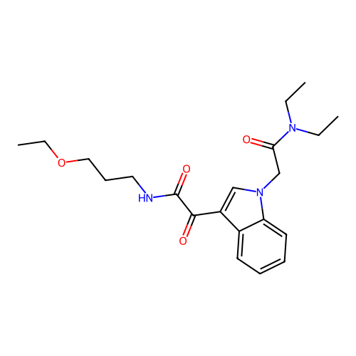 2-[1-[2-(diethylamino)-2-oxoethyl]indol-3-yl]-N-(3-ethoxypropyl)-2-oxoacetamide structure