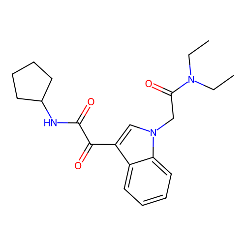 N-cyclopentyl-2-[1-[2-(diethylamino)-2-oxoethyl]indol-3-yl]-2-oxoacetamide structure