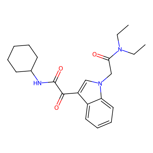 N-cyclohexyl-2-[1-[2-(diethylamino)-2-oxoethyl]indol-3-yl]-2-oxoacetamide structure