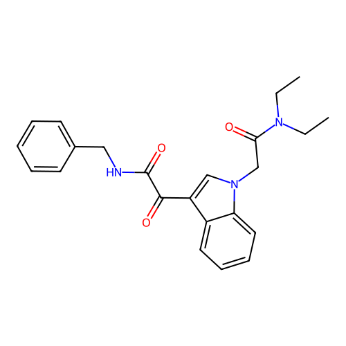 N-benzyl-2-[1-[2-(diethylamino)-2-oxoethyl]indol-3-yl]-2-oxoacetamide structure