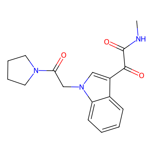 N-methyl-2-oxo-2-[1-(2-oxo-2-pyrrolidin-1-ylethyl)indol-3-yl]acetamide structure