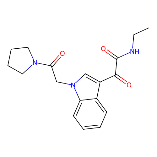 N-ethyl-2-oxo-2-[1-(2-oxo-2-pyrrolidin-1-ylethyl)indol-3-yl]acetamide structure