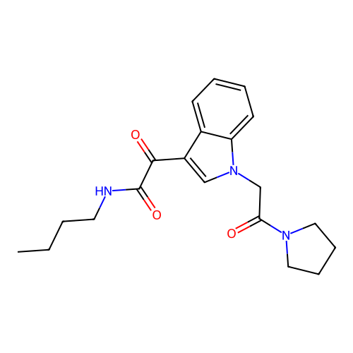 N-butyl-2-oxo-2-[1-(2-oxo-2-pyrrolidin-1-ylethyl)indol-3-yl]acetamide structure