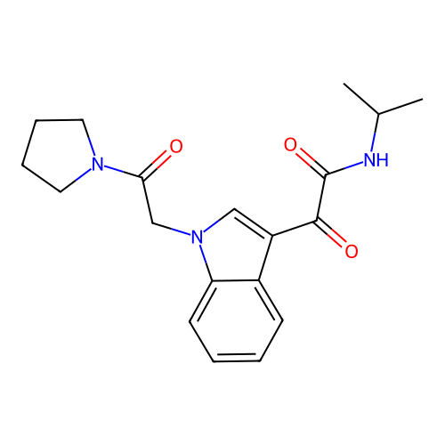 2-oxo-2-[1-(2-oxo-2-pyrrolidin-1-ylethyl)indol-3-yl]-N-propan-2-ylacetamide structure