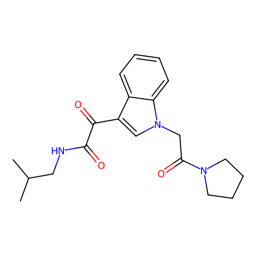 N-(2-methylpropyl)-2-oxo-2-[1-(2-oxo-2-pyrrolidin-1-ylethyl)indol-3-yl]acetamide structure