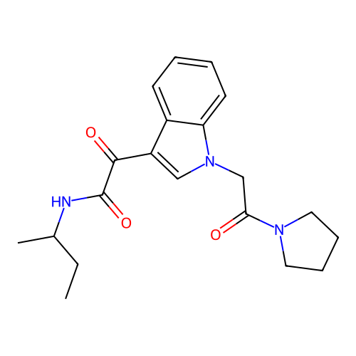 N-butan-2-yl-2-oxo-2-[1-(2-oxo-2-pyrrolidin-1-ylethyl)indol-3-yl]acetamide structure
