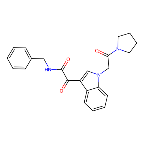 N-benzyl-2-oxo-2-{1-[2-oxo-2-(pyrrolidin-1-yl)ethyl]-1H-indol-3-yl}acetamide structure