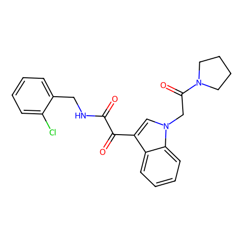 N-[(2-chlorophenyl)methyl]-2-oxo-2-{1-[2-oxo-2-(pyrrolidin-1-yl)ethyl]-1H-indol-3-yl}acetamide structure