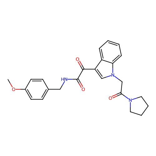 N-[(4-methoxyphenyl)methyl]-2-oxo-2-[1-(2-oxo-2-pyrrolidin-1-ylethyl)indol-3-yl]acetamide structure