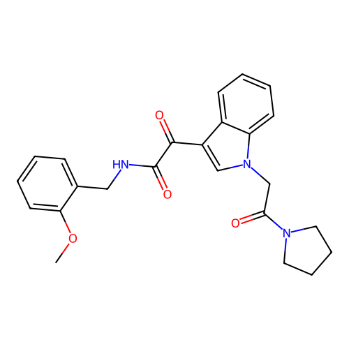 N-[(2-methoxyphenyl)methyl]-2-oxo-2-{1-[2-oxo-2-(pyrrolidin-1-yl)ethyl]-1H-indol-3-yl}acetamide structure