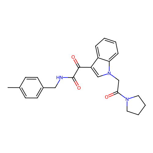 N-[(4-methylphenyl)methyl]-2-oxo-2-{1-[2-oxo-2-(pyrrolidin-1-yl)ethyl]-1H-indol-3-yl}acetamide structure