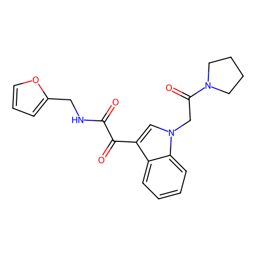N-(furan-2-ylmethyl)-2-oxo-2-[1-(2-oxo-2-pyrrolidin-1-ylethyl)indol-3-yl]acetamide structure