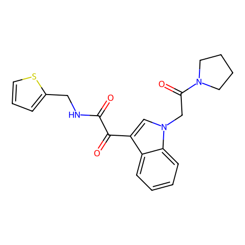 2-oxo-2-[1-(2-oxo-2-pyrrolidin-1-ylethyl)indol-3-yl]-N-(thiophen-2-ylmethyl)acetamide structure