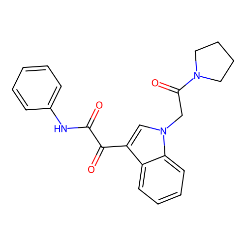 2-oxo-2-[1-(2-oxo-2-pyrrolidin-1-ylethyl)indol-3-yl]-N-phenylacetamide structure