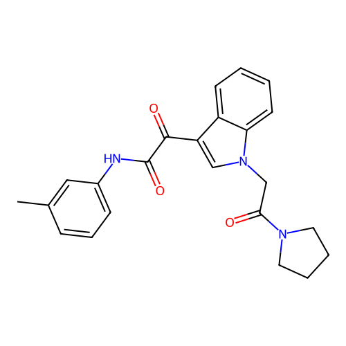 N-(3-methylphenyl)-2-oxo-2-[1-(2-oxo-2-pyrrolidin-1-ylethyl)indol-3-yl]acetamide structure