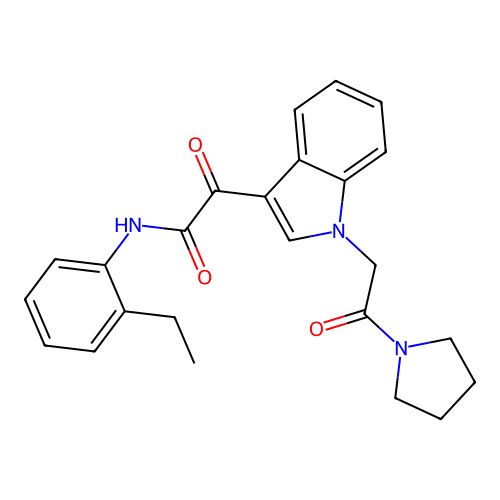 N-(2-ethylphenyl)-2-oxo-2-{1-[2-oxo-2-(pyrrolidin-1-yl)ethyl]-1H-indol-3-yl}acetamide structure