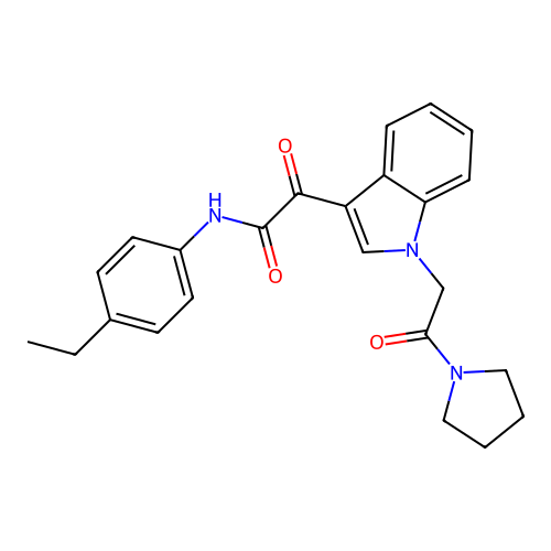 N-(4-ethylphenyl)-2-oxo-2-{1-[2-oxo-2-(pyrrolidin-1-yl)ethyl]-1H-indol-3-yl}acetamide structure