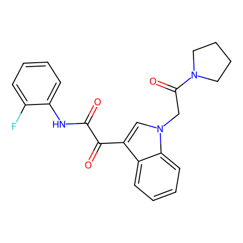 N-(2-fluorophenyl)-2-oxo-2-{1-[2-oxo-2-(pyrrolidin-1-yl)ethyl]-1H-indol-3-yl}acetamide structure